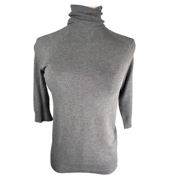 2/$30 ZARA Gray Small Turtleneck SweaterLightweight Soft Knit 3/4 Sleeve - Picture 7 of 12